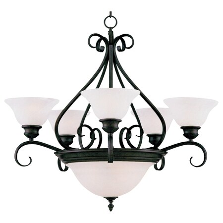 Maxim Seven Light Kentucky Bronze Marble Glass Up Chandelier 2656MRKB